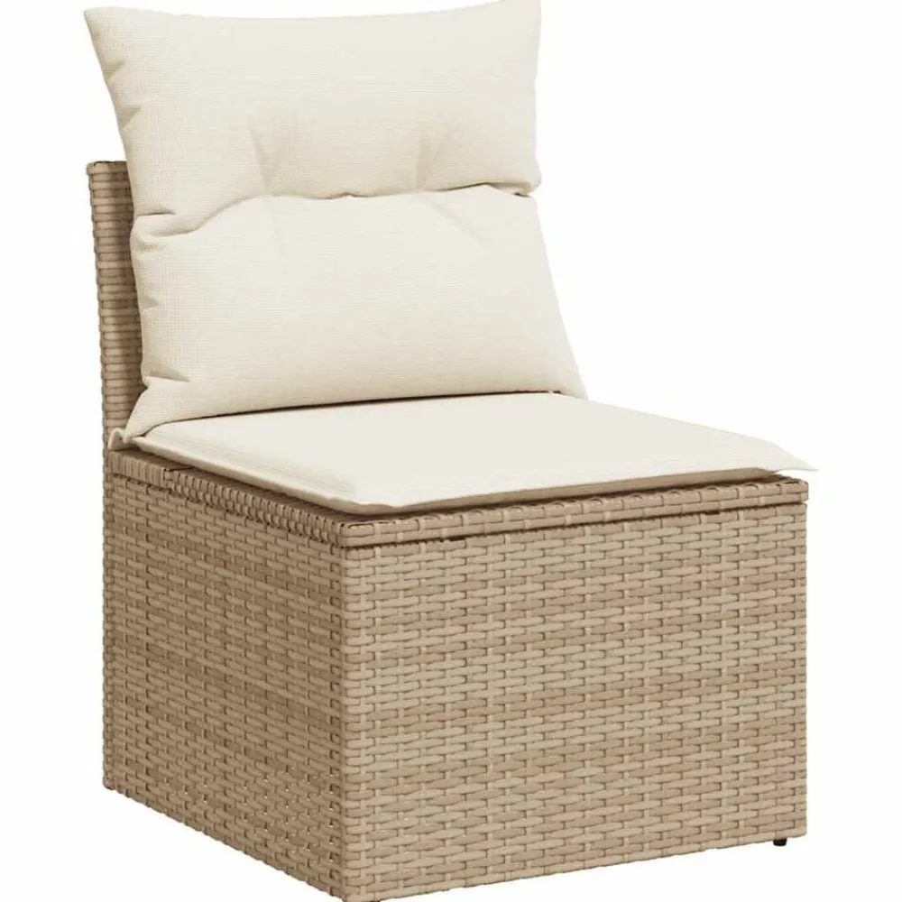 vidaXL Muebles De Jardín-Set sofás jardín y cojines 5 pzas ratán sintético acacia beige