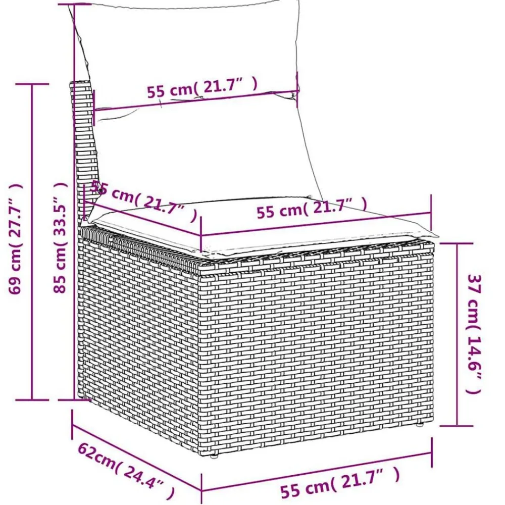 vidaXL Muebles De Jardín-Set sofás jardín y cojines 9 pzas ratán sintético acacia beige