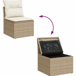 vidaXL Muebles De Jardín-Set sofás jardín y cojines 9 pzas ratán sintético acacia beige