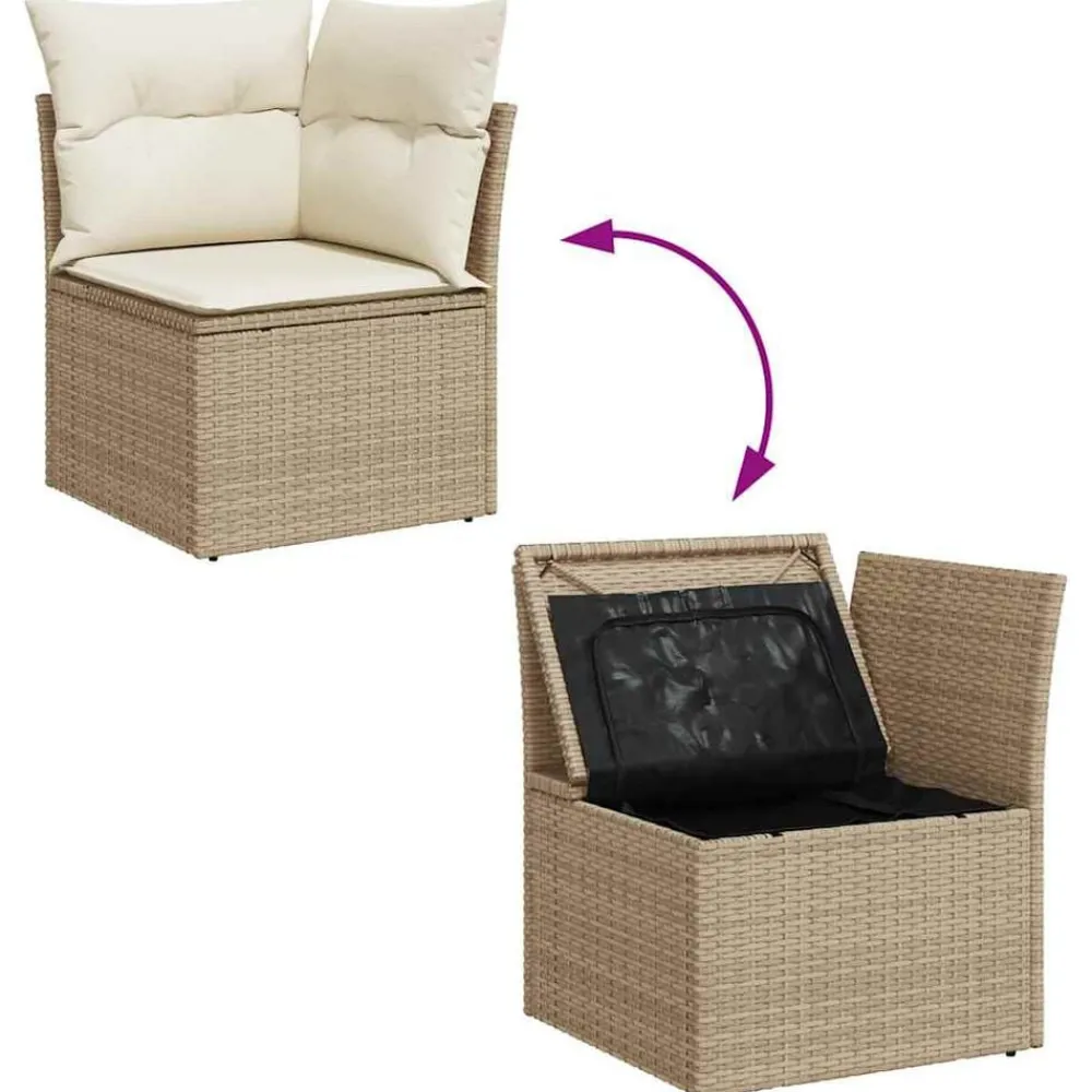 vidaXL Muebles De Jardín-Set sofás jardín y cojines 9 pzas ratán sintético acacia beige