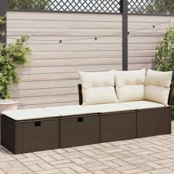 vidaXL Muebles De Jardín-Set sofás jardín y cojines 2 pzas ratán sintético acacia marrón