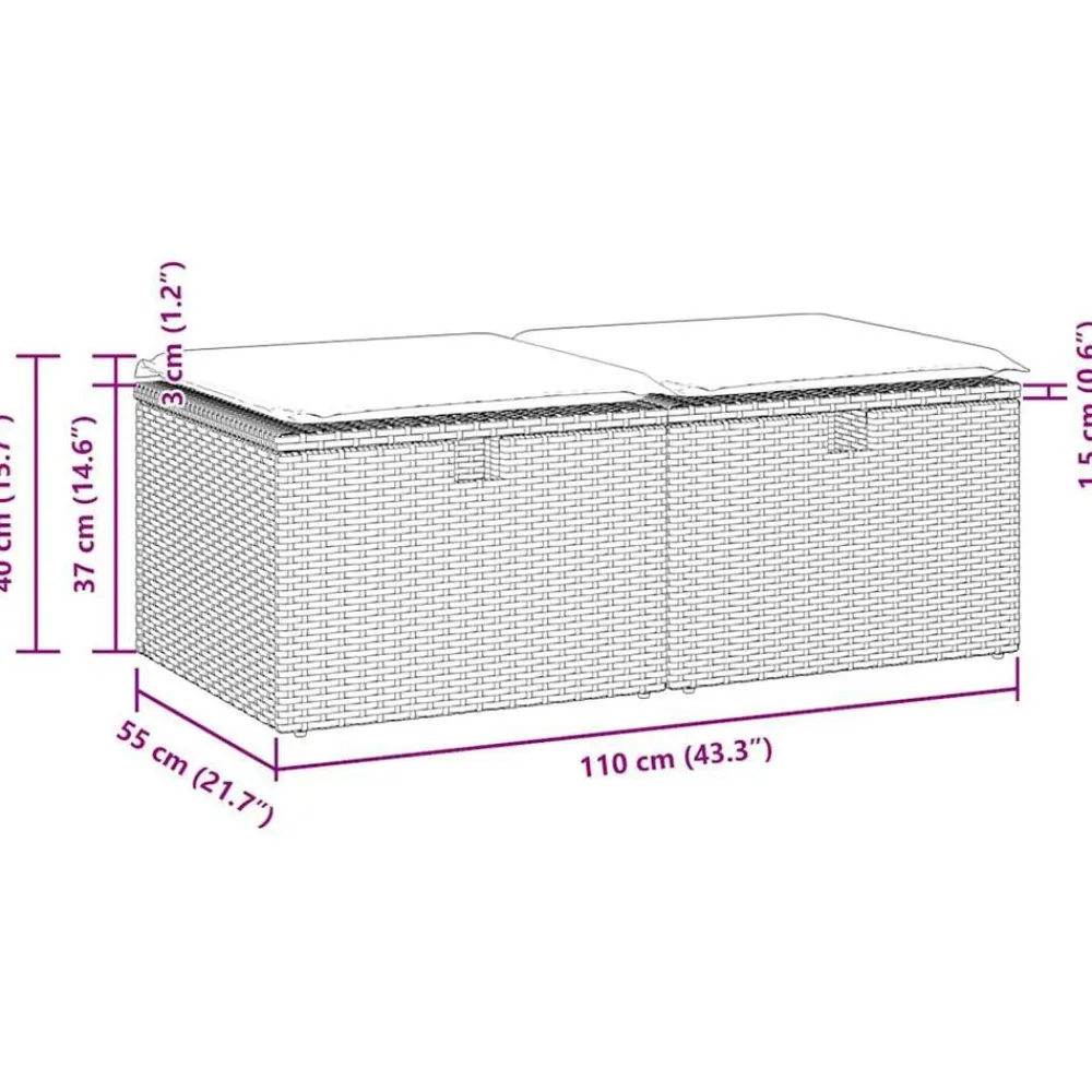 vidaXL Muebles De Jardín-Set sofás jardín y cojines 2 pzas ratán sintético acacia marrón