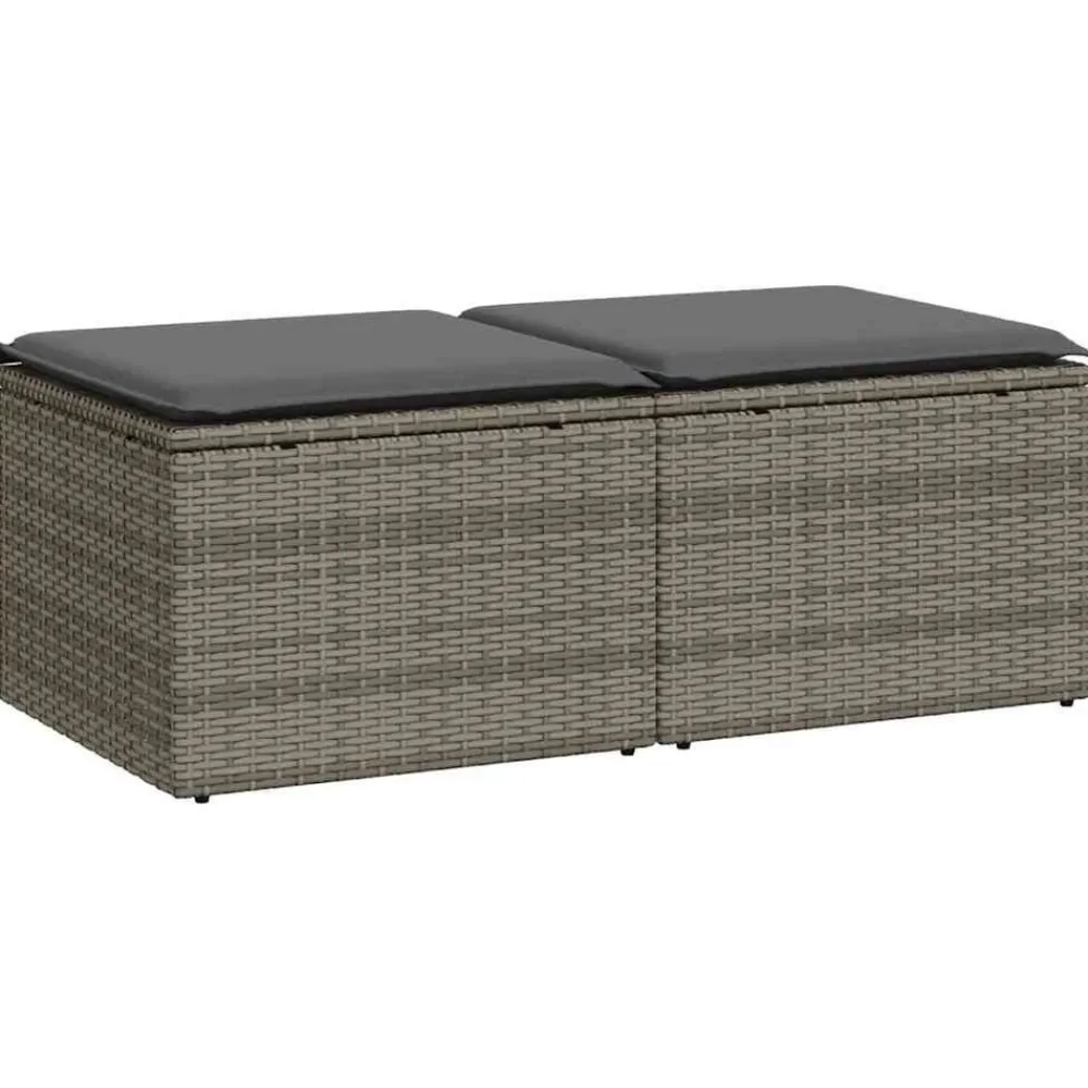 vidaXL Muebles De Jardín-Set sofás jardín y cojines 2 pzas ratán sintético acacia