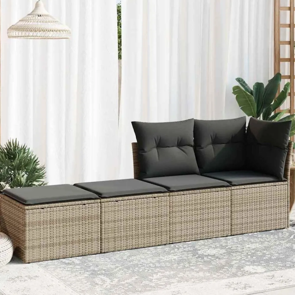 vidaXL Muebles De Jardín-Set sofás jardín y cojines 2 pzas ratán sintético acacia