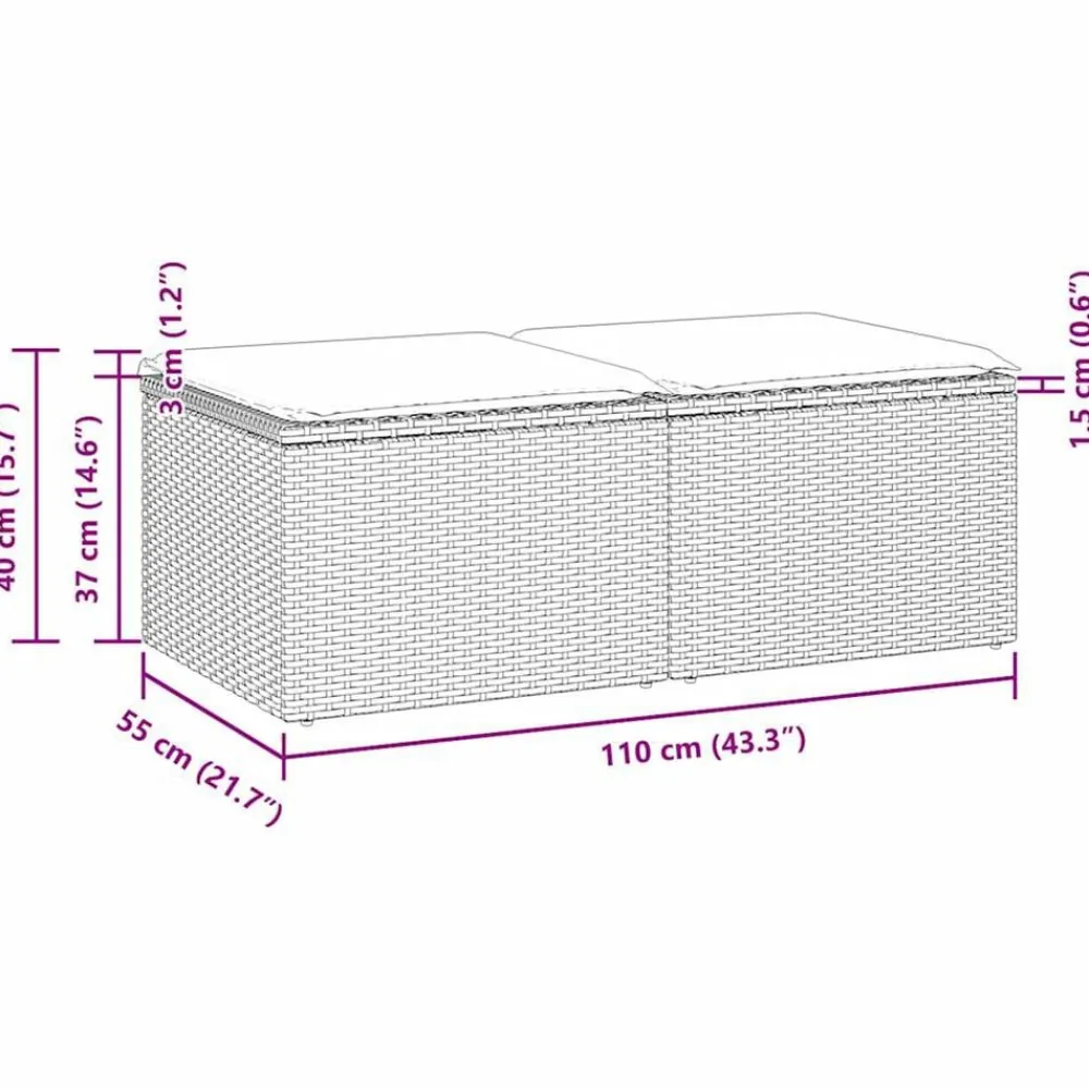 vidaXL Muebles De Jardín-Set sofás jardín y cojines 2 pzas ratán sintético acacia