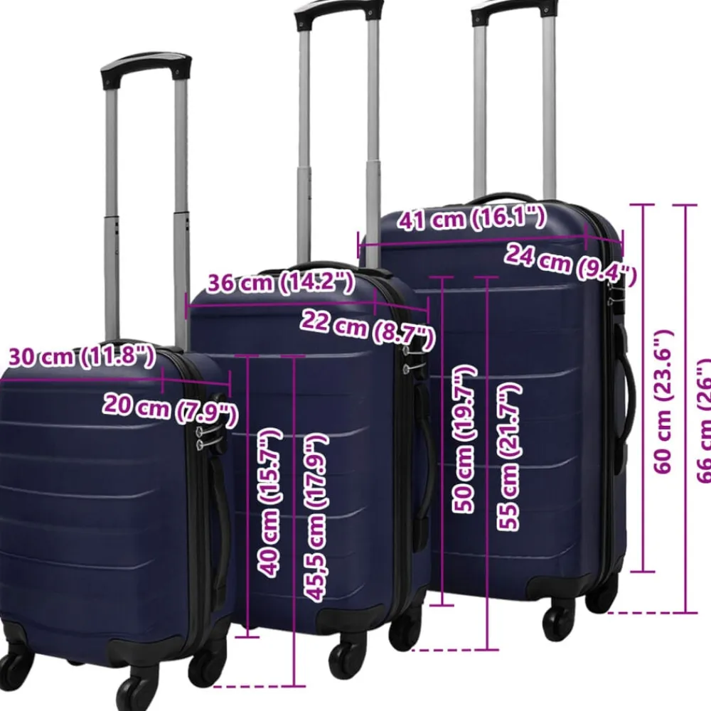 vidaXL Set Trolley Maleta Rígida Tres Uds. Azul Online