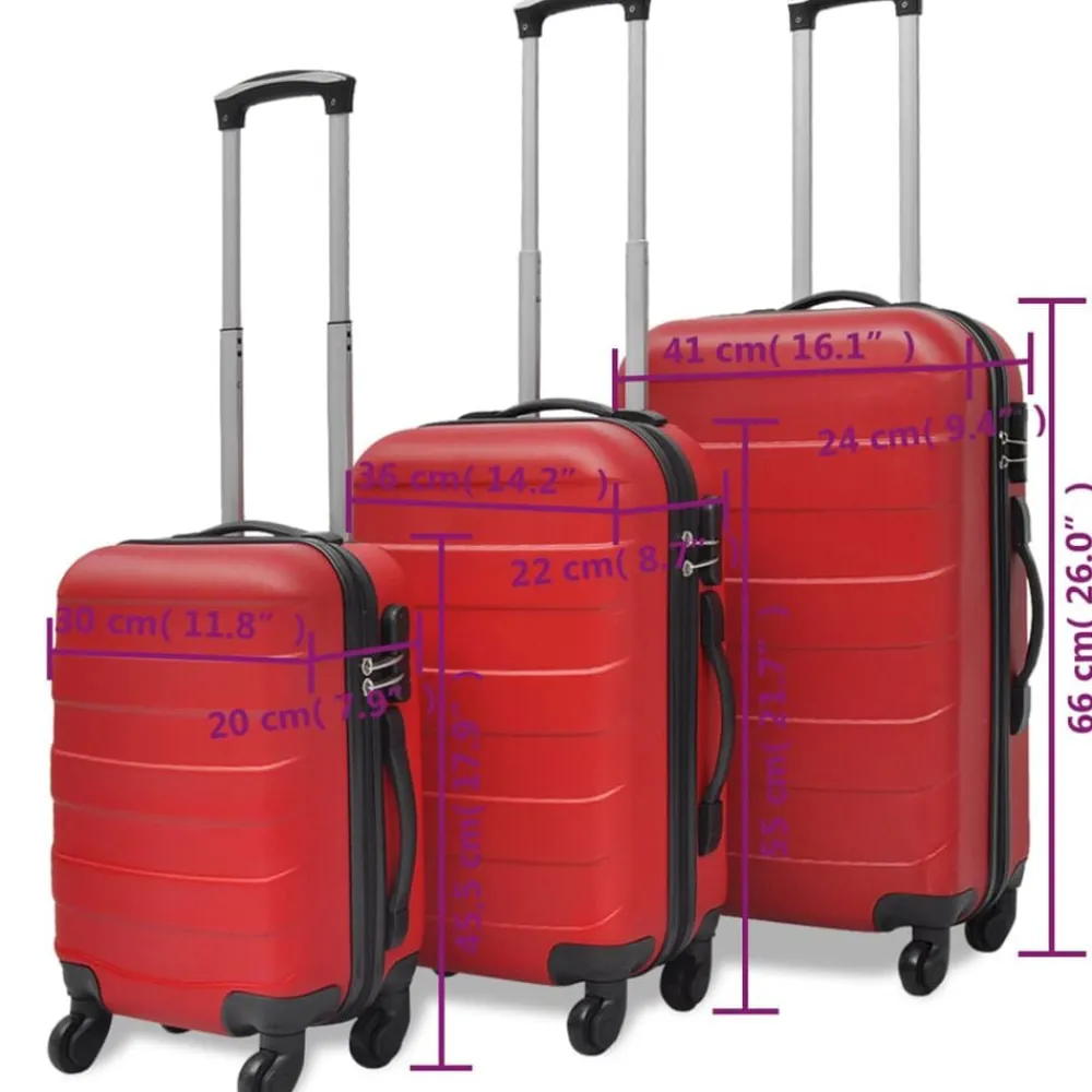 vidaXL Maletas Y Bolsos De Viaje-Set Trolley Maleta Rígida Tres Uds.