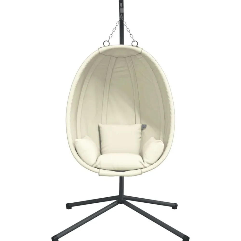 vidaXL Silla colgante huevo con soporte tela y acero Beige