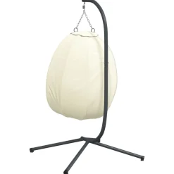 vidaXL Silla colgante huevo con soporte tela y acero Beige