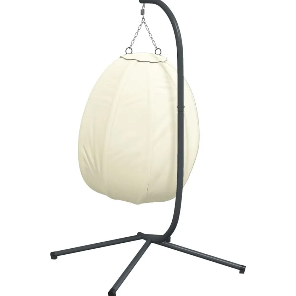 vidaXL Silla colgante huevo con soporte tela y acero Beige