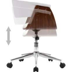 vidaXL Silla comedor giratoria madera curvada cuero sintético Blanco Clearance