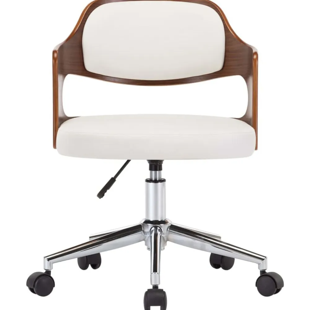 vidaXL Silla comedor giratoria madera curvada cuero sintético Blanco Outlet