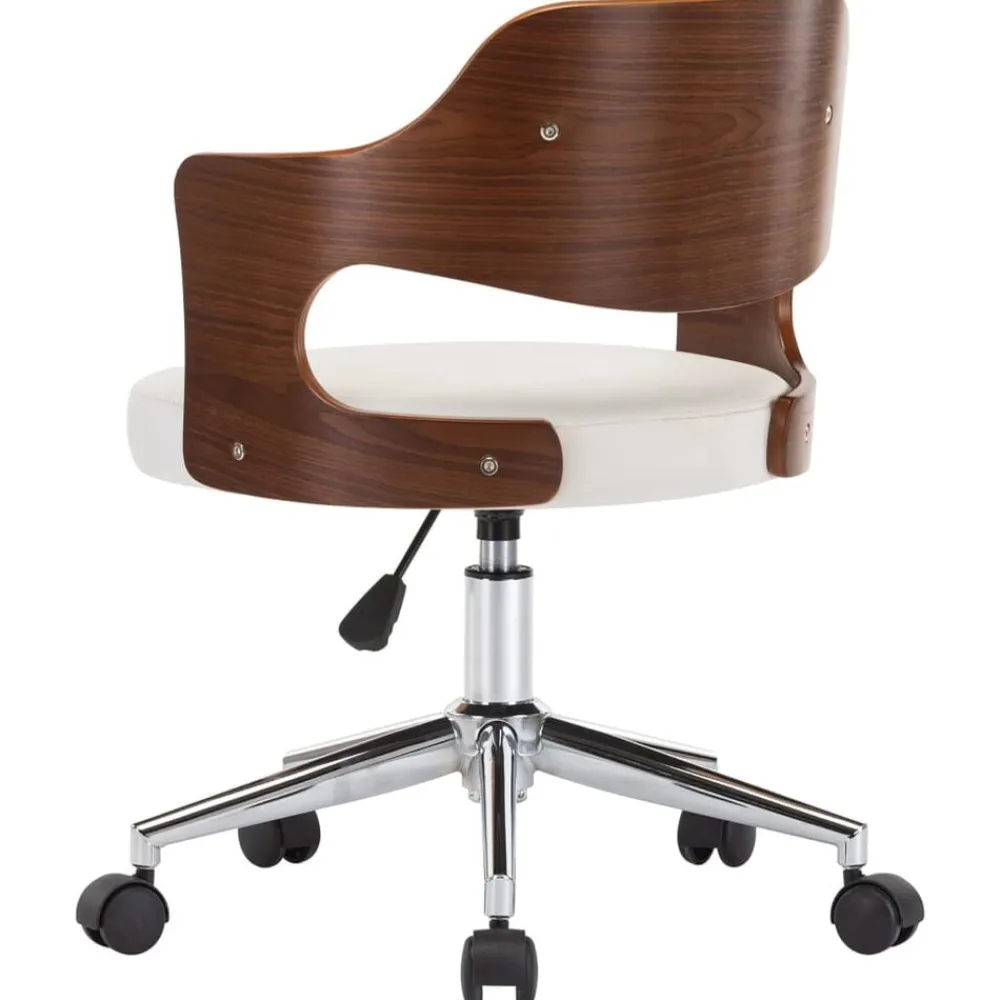 vidaXL Silla comedor giratoria madera curvada cuero sintético Blanco Outlet