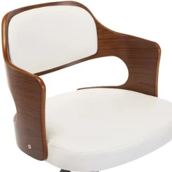 vidaXL Silla comedor giratoria madera curvada cuero sintético Blanco Outlet