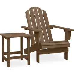 vidaXL Silla con otomana y mesa jardín Adirondack abeto macizo marrón Marr&oacute;n New