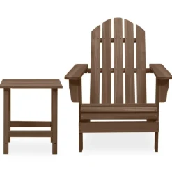 vidaXL Silla con otomana y mesa jardín Adirondack abeto macizo marrón Marr&oacute;n New