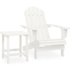 vidaXL Silla con otomana y mesa jardín Adirondack macizo abeto Blanco New