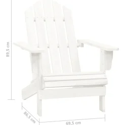 vidaXL Silla con otomana y mesa jardín Adirondack macizo abeto Blanco New