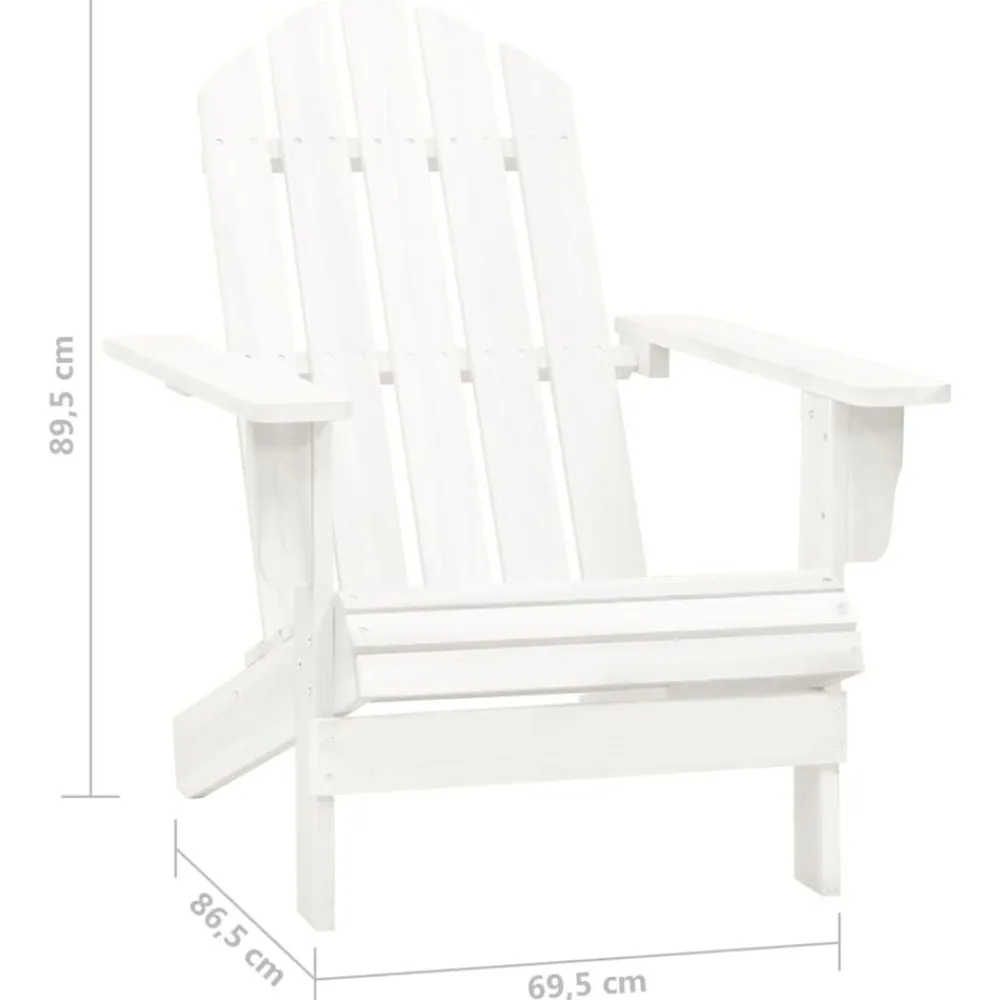 vidaXL Silla con otomana y mesa jardín Adirondack macizo abeto Blanco New