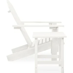 vidaXL Silla con otomana y mesa jardín Adirondack macizo abeto Blanco New