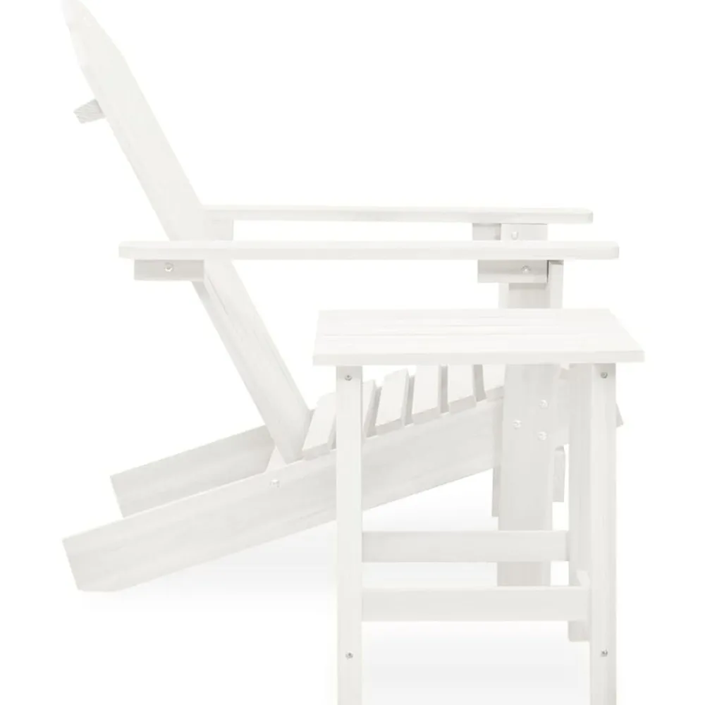 vidaXL Silla con otomana y mesa jardín Adirondack macizo abeto Blanco New