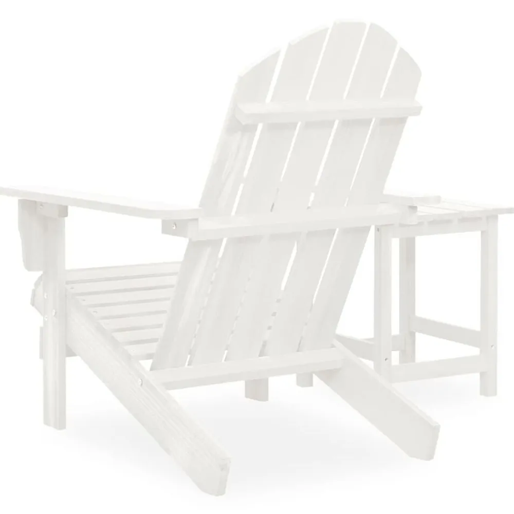 vidaXL Silla con otomana y mesa jardín Adirondack macizo abeto Blanco New