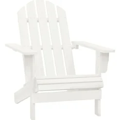 vidaXL Silla con otomana y mesa jardín Adirondack macizo abeto Blanco New
