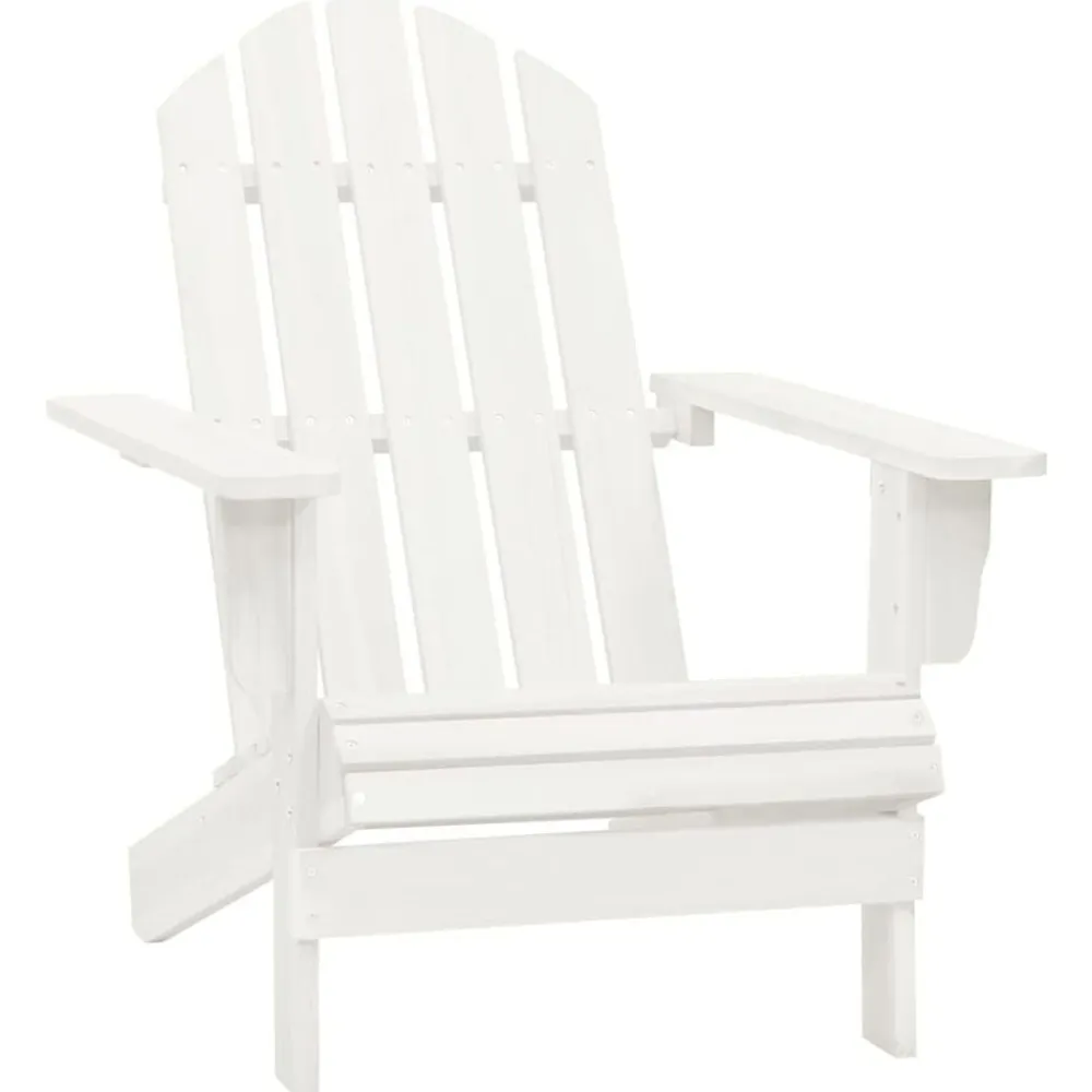 vidaXL Silla con otomana y mesa jardín Adirondack macizo abeto Blanco New
