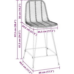vidaXL Silla de Bar 2 pcs 44,5 x 54,5 x 97,5 cm Ratan e Hierro Negro Online