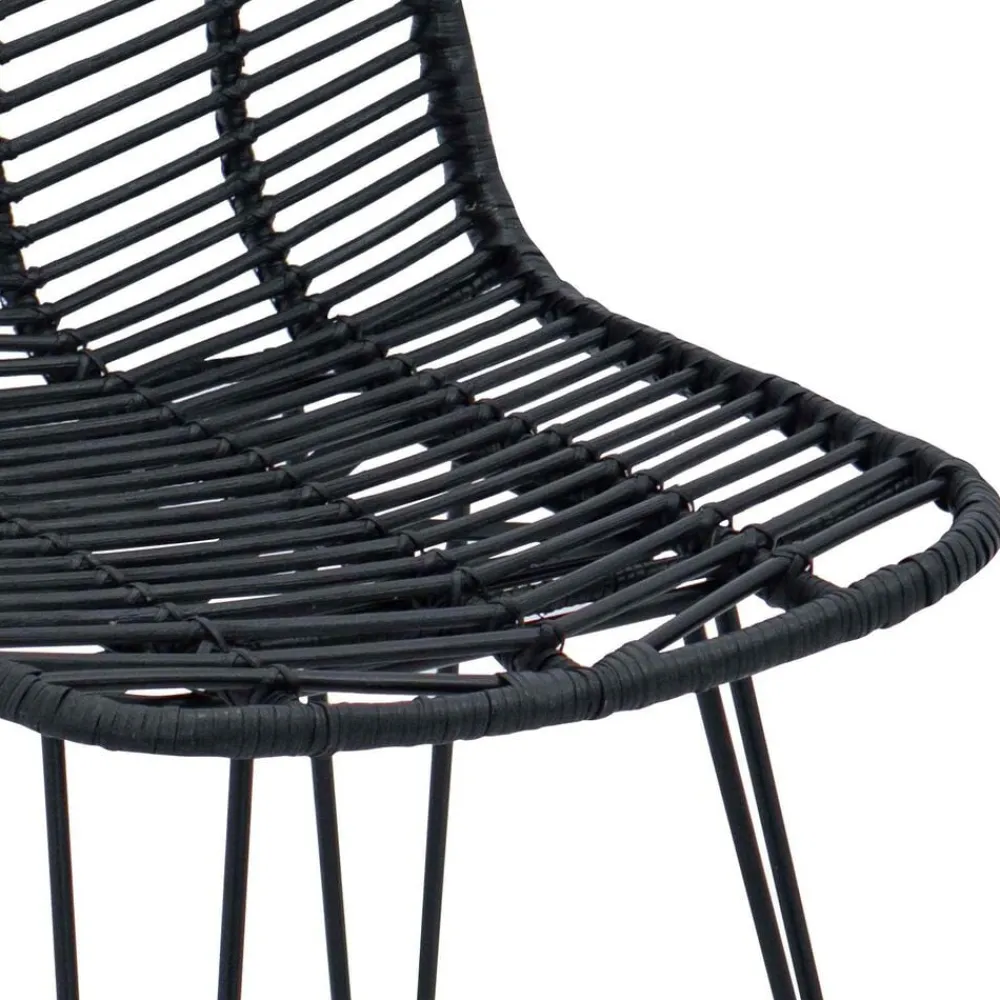 vidaXL Silla de Bar 2 pcs 44,5 x 54,5 x 97,5 cm Ratan e Hierro Negro Online