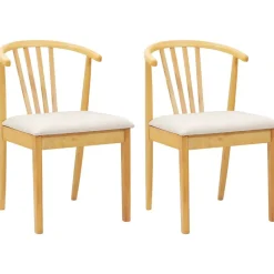 vidaXL Silla de comedor 2 pcs Madera de caucho sólida Natural y claro Best