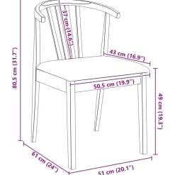 vidaXL Silla de comedor 2 pcs Madera de caucho sólida Natural y claro Best