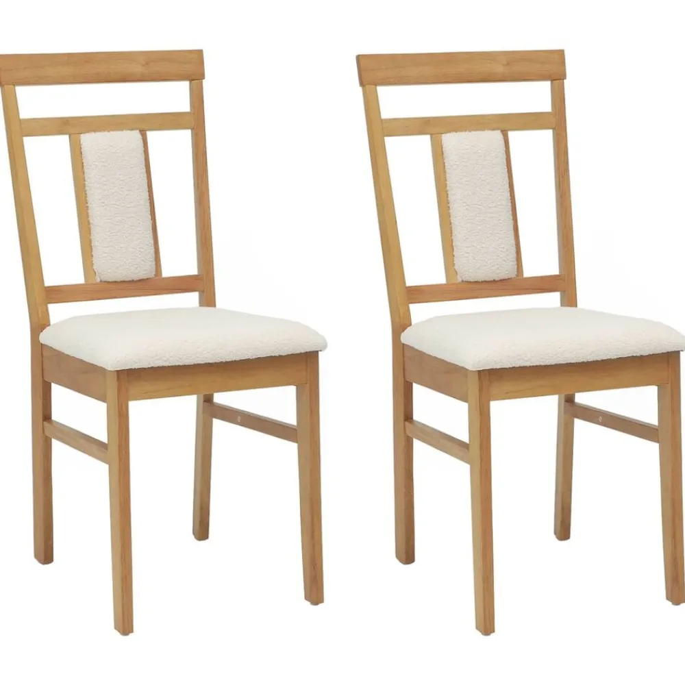 vidaXL Silla de comedor 2 pcs claro Madera de Caucho Sólido Natural y Clearance