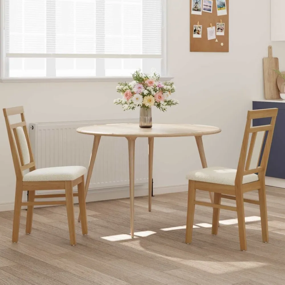 vidaXL Silla de comedor 2 pcs claro Madera de Caucho Sólido Natural y Clearance