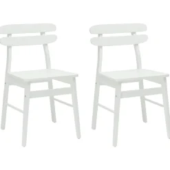 vidaXL Silla de comedor 2 pcs Madera de Caucho Sólido White Outlet