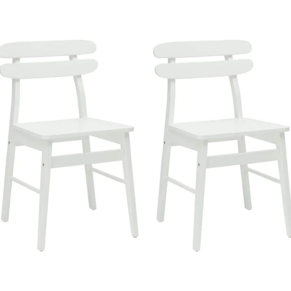 vidaXL Silla de comedor 2 pcs Madera de Caucho Sólido White Outlet