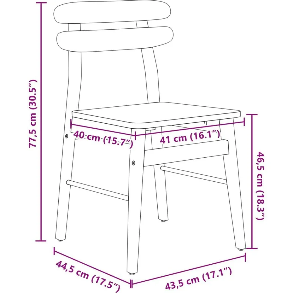 vidaXL Silla de comedor 2 pcs Madera de Caucho Sólido White Outlet