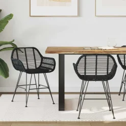 vidaXL Silla de comedor 2 pcs 55 x 50 x 74 cm Ratan e Hierro Negro Sale