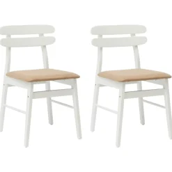 vidaXL Sillas-Silla de comedor 2 pcs y marrón Madera de Caucho Sólido
