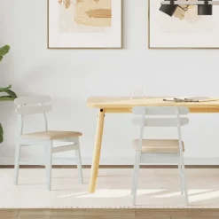 vidaXL Sillas-Silla de comedor 2 pcs y marrón Madera de Caucho Sólido