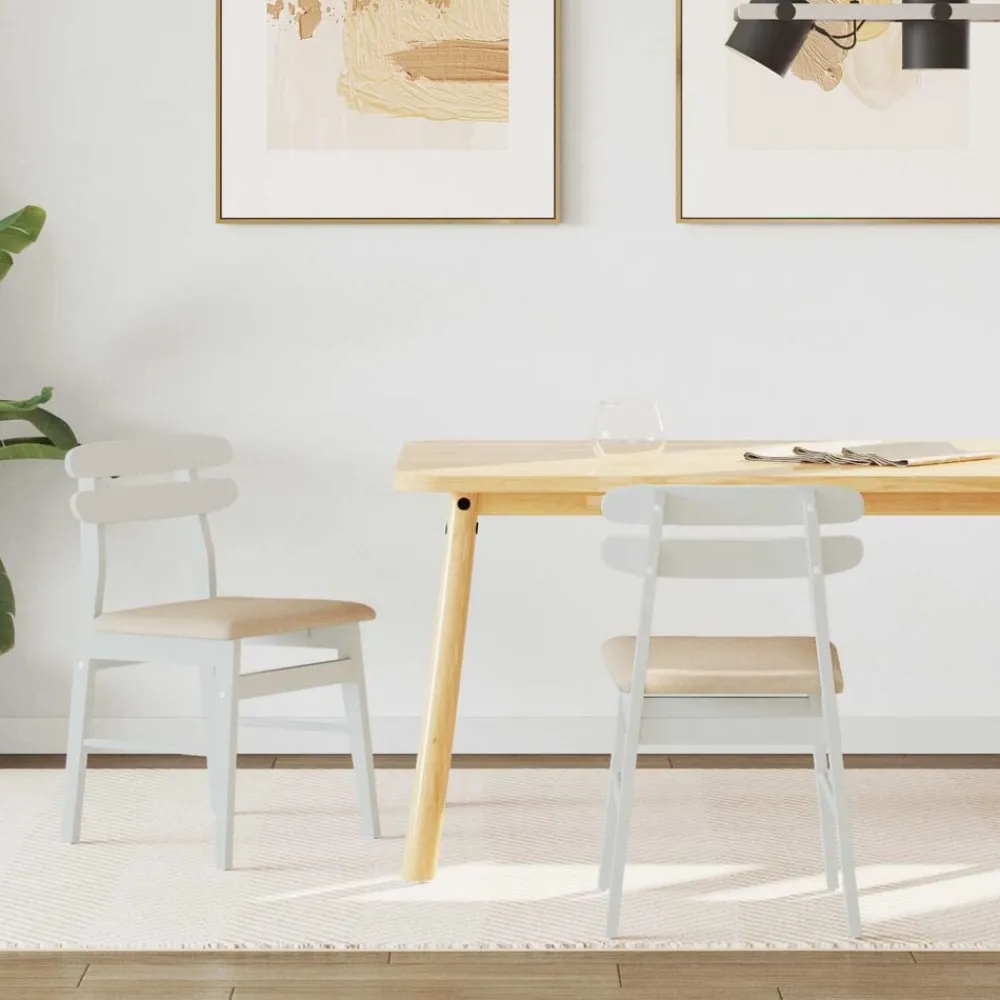 vidaXL Sillas-Silla de comedor 2 pcs y marrón Madera de Caucho Sólido