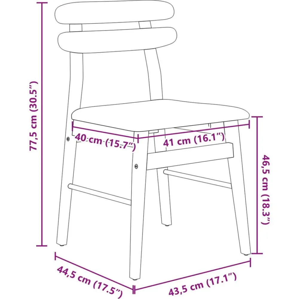 vidaXL Sillas-Silla de comedor 2 pcs y marrón Madera de Caucho Sólido