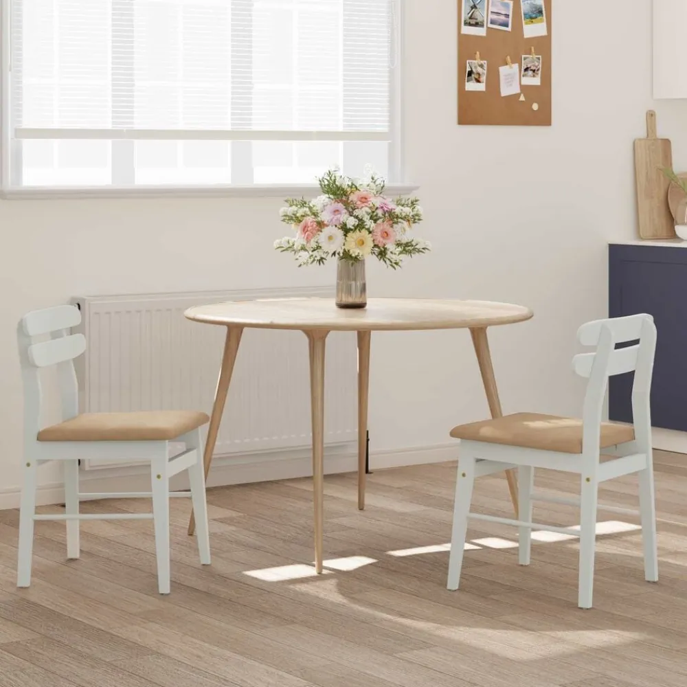 vidaXL Sillas-Silla de comedor 2 pcs y marrón Madera de Caucho Sólido
