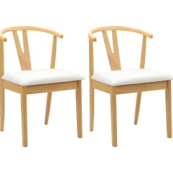vidaXL Silla de comedor 2 pcs claro Madera de Caucho Sólido Natural y Online