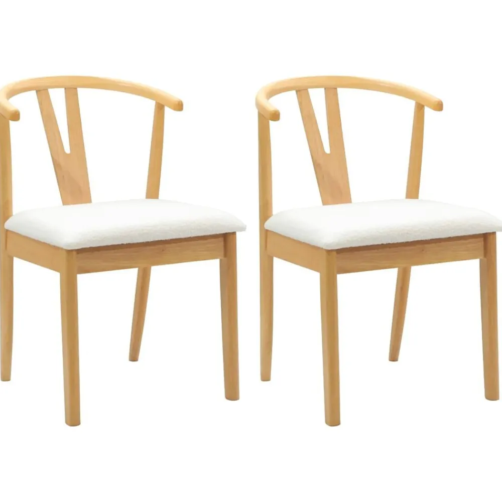 vidaXL Silla de comedor 2 pcs claro Madera de Caucho Sólido Natural y Online