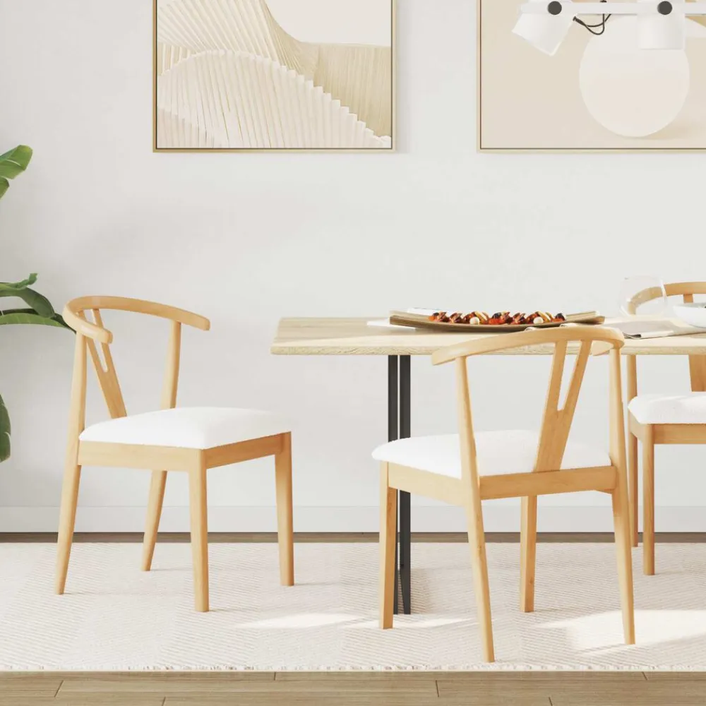 vidaXL Silla de comedor 2 pcs claro Madera de Caucho Sólido Natural y Online
