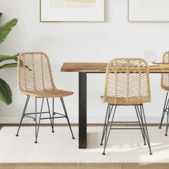 vidaXL Silla de comedor 2 pcs 44 x 47 x 85 cm Ratan e Hierro Natural Sale