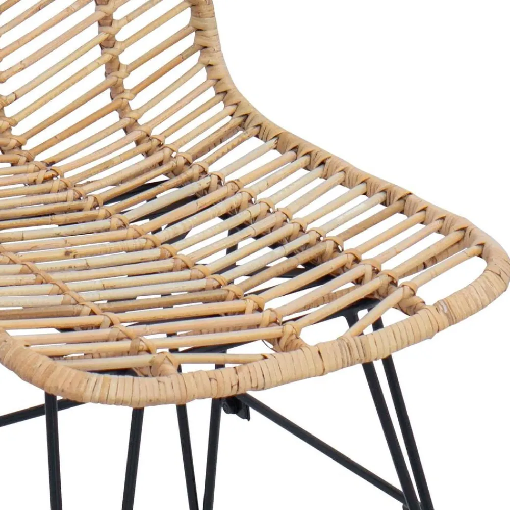 vidaXL Silla de comedor 2 pcs 44 x 47 x 85 cm Ratan e Hierro Natural Sale