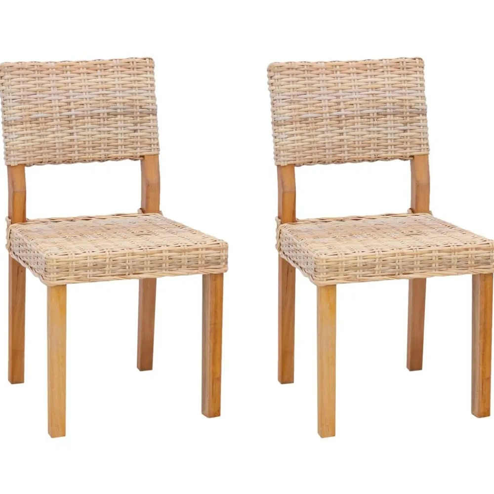 vidaXL Silla de comedor 2 pcs 46 x 55 x 84 cm Ratán Kubu Natural