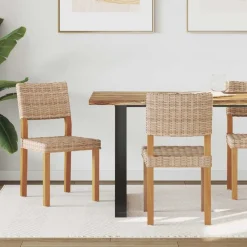 vidaXL Silla de comedor 2 pcs 46 x 55 x 84 cm Ratán Kubu Natural